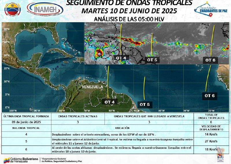 Inameh: Onda tropical 4 se desplaza por el oriente del país