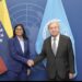 António Guterres recibe a la presidenta Delcy Rodríguez en la sede de la ONU