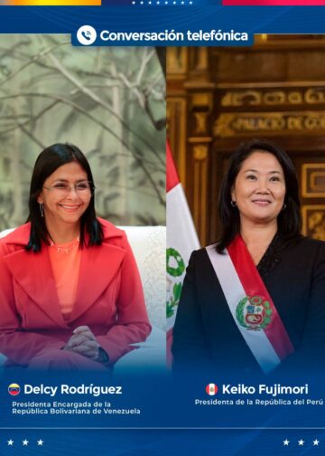 Delcy Rodríguez sostiene llamada telefónica con Keiko Fujimori